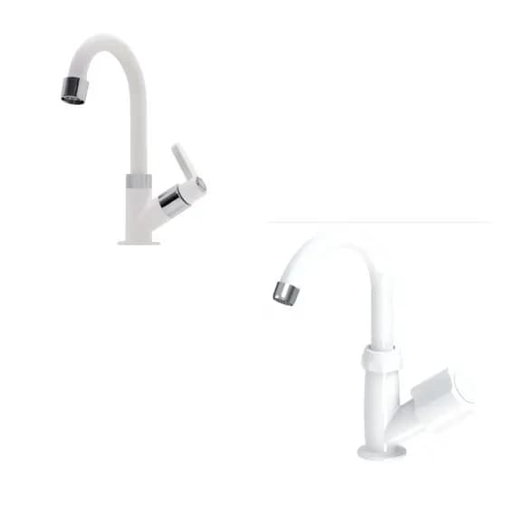 Torneira Para Banheiro Lavatório Lavabo Pia Bica Móvel 1/4 De Volta Abs Branca