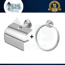 KIT 2 PEÇAS DE ACESSÓRIOS PARA BANHEIRO SUPORTE PARA PAPEL HIGIÊNICO E PORTA TOALHA DE ROSTO ARGOLA