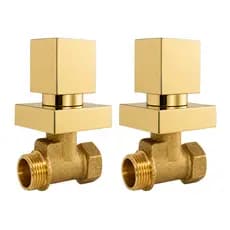 2 Registros de Pressão 16 Estrias Padrão Deca + 2 Acabamento Quadrado Dourado Metal
