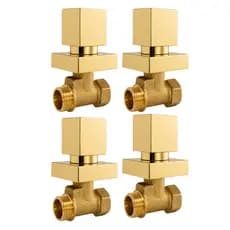 4 Registros de Pressão 16 Estrias Padrão Deca +  4 Acabamento Quadrado Dourado