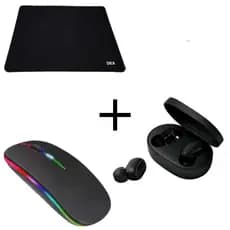 Kit Mouse Sem Fio Recarregável Rgb Ergonômico Mouse Pad Dex e Fone Ouvido Xiaomi Redmi AirDots