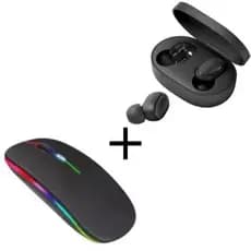 Kit Mouse Sem Fio Recarregável Led Rgb Ergonômico e Fone De Ouvido Sem Fio Xiaomi Redmi Airdots