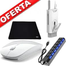 Mouse Sem Fio a Pilha Led Wireless Mouse Pad Dex Hub USB 7 Portas cessório 8 em 1 de Limpeza de Pc