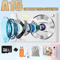 Câmera digital HD 1080P, câmera digital motorizada de 2,4 polegadas, zoom de 16x, câmera compacta de 44 MP para crianças