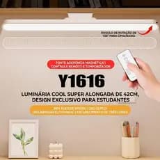 Luz LED Magnética Recarregável USB-C Abajur para Quarto e Estudo Proteção Ocular Com controle remoto