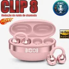 Fone Bluetooth Clip 8 Sem Fio com ENC Redução de Ruído, Hi-Res Audio, Design Clip Confortável