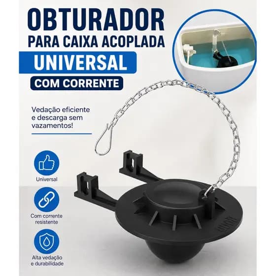 Obturador Universal Caixa Acoplada Com Corrente Vedação Anti Vazamento Descarga Banheiro