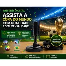 Antena Digital Full HD-4k –  Interna/Externa Com Cabo de 5 Metros! 📡