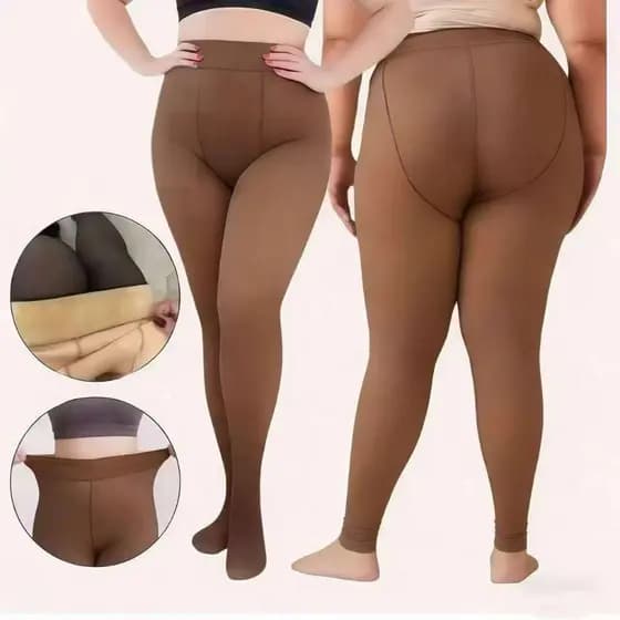 Meia Calca Feminina Termica 220/300G Forrada pelucada Elástica Slim Leggings 焦糖透夫