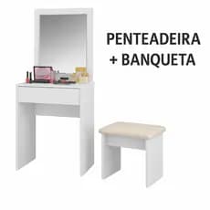 Penteadeira Sofia Com Espelho 1 Gaveta Branco + Banqueta - Envio Imediato