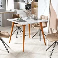 Mesa de Jantar 90x90 cm  Tampo MDF e Pés Palito Madeira