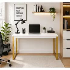 Mesa Escritório Escrivaninha Estilo Industrial 90cm | Home Office, Estudos e Penteadeira