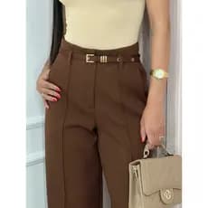 Calca Pantalona Feminina Alfaiataria premiu Social com Cinto em capado da mesma cor da Calça