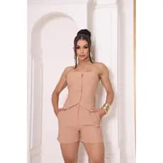 conjunto femenino tomara que caia no tecido alfaiateria sensorial temos p m g gg