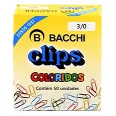 Clips Colorido Bacchi N3/0 Com 50 Unidades