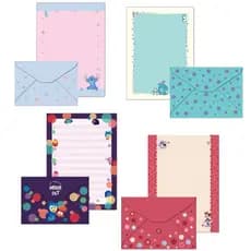 Papel de Carta Com Envelope Da Disney C/7 Papéis, 7 Envelopes e 1Cartela De Adesivo Foroni