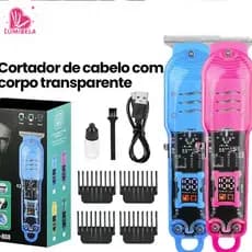 Máquina De Cortar Cabelo Profissional Smart Lcd Barbeador Elétrico Transparente Sem Fio Para Homens