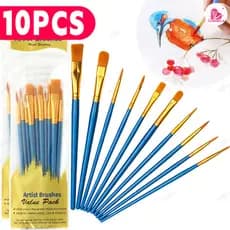 Kit Pincéis para Pintura - Cabelo de Nylon Macio para Óleo e Acrílica