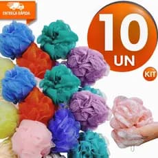 Kit Esponja De Banho Esfoliante Bucha para Banho de Nylon Cores Sortidas Qualidade Praticidade