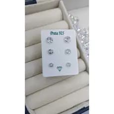 Kit 3 Pares de Brincos Redondos em Prata 925 Legítima – Zircônia Brilhante