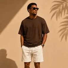 Kit Camiseta Oversized 100% Algodão + Bermuda Mauricinho Linho Misto Casual Elegante