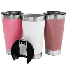 Kit C/3 Copos Térmico Inox 473 Ml Cerveja Com Tampa Abridor Otimo para Presente