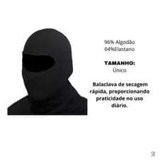 Touca Bandana Ninja Balaclava Proteção Térmica Cor Preto