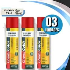 3 Unidades Espuma Expansiva Poliuretano Profissional 500ml Chemicolor
