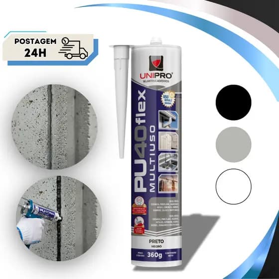 Adesivo Cola Fixa Cuba Pu 40 Inox Mármores Granitos Vedação - Branco/Cinza/Preto