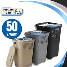 Cesto Telado Rattan 50 Litros Com Tampa Premium