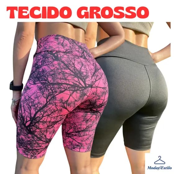KIT C/ 2 Bermuda Feminina Short Fitness Ciclista Academina Suplex Caminhada Plus Size