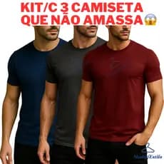 KIT/C 3 Camisa Masculina Dry Fit Premium Lisa Academia Corrida Casual Esportes