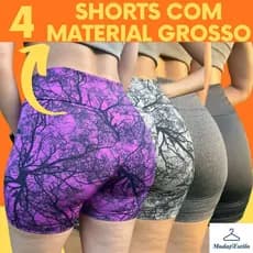 Kit 4 Shorts Legging Femininos Meia Coxa Tecido Grosso Compressão