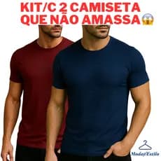 KIT/C 2 Camisa Masculina Dry Fit Premium Lisa Academia Corrida Casual Esportes