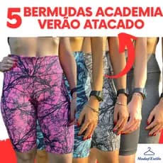 KIT 5 Bermudas Femininas Ciclista Suplex Fitness Plus Size para Academia Caminhada