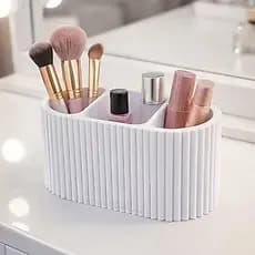 Organizador de Penteadeira para Maquiagem – Porta Cosméticos Moderno para Pincéis, Batons e Skincare