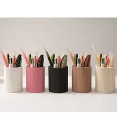 Porta Lápis e Canetas Organizador de Mesa Minimalista para Escritório, Estudo e Home Office Canelado