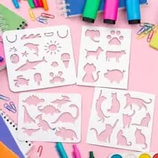 Estêncil Infantil Animais e Formas – Moldes para Desenho, Pintura, Artesanato Escolar, Montessori, Criativo