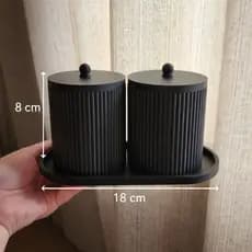 Porta Cotonetes e Algodão Organizador Minimalista -  Banheiro Penteadeira Bancada Closet Estante - kit com Bandeja
