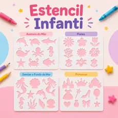 Estêncil Infantil para desenhar e pintar - Atividades Escolares e Brinquedos Educativos Didático Infantil
