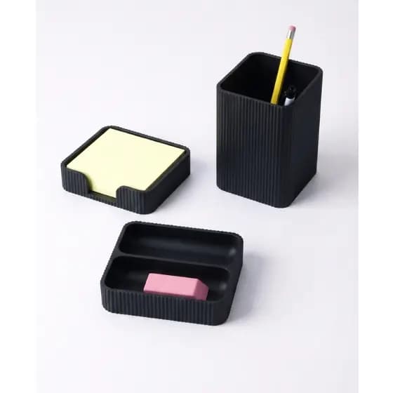 Kit Organizador de Mesa 3 Peças Porta Lápis Canetas + Porta Post-it + Porta Objetos | Organizador de Escritório Moderno