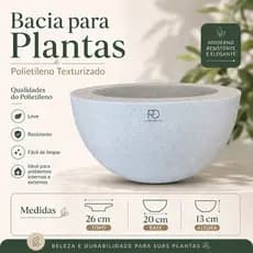 Bacia Para Plantas 26cm Polietileno Texturizada Vaso Decorativo Leve Resistente Jardim Casa