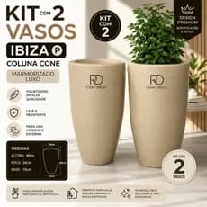 Kit 2 Vasos de Polietileno para Plantas Coluna Cone Ibiza P Marmorizado Luxo 40x24