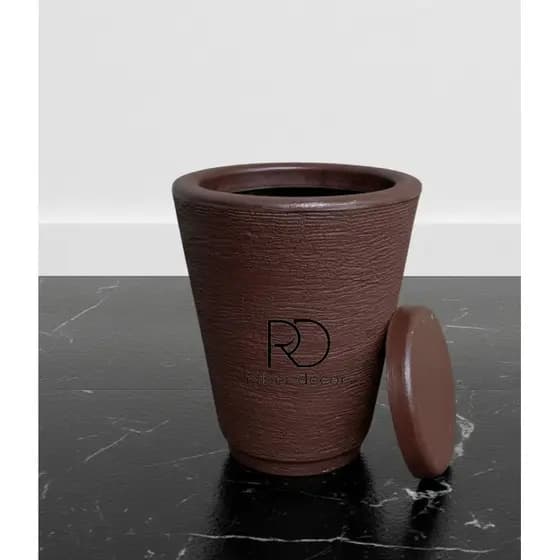 Vaso para Planta  Decorativo Coluna Redonda Escovado -N1 com Prato– Ryber Decor