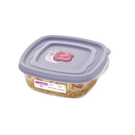 Sanremo Pote Quadrado Plástico 920ml Hermético Microondas Freezer Linha Flor