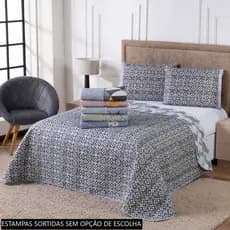 Cobre Leito Cama Casal Padrão com Fronhas Face Unica Matelado Estampado 3 Peças