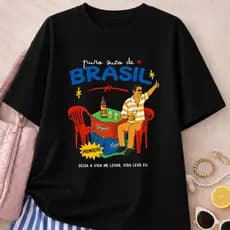 Camiseta Feminina Verão Estampa Puro Suco Do Brasil Camisa Brasileira Ótima Para Praia100% Algodão