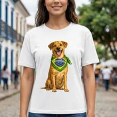 Camiseta Unissex Estampa Cachorro Caramelo Brasileira Brasil  Estilosa Confortável 100% Algodão