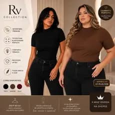Kit 2 Blusas Feminina Básica Manga Curta Suplex P ao G1 Gola Alta Confortavel Dia a Dia