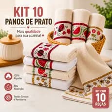 Kit 10 Panos de Copa Prato Jacquard 45x70 Atoalhado Algodão Toalha Copa Cozinha